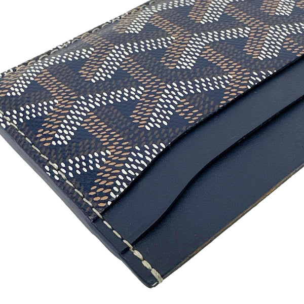GOYARD Saint Sulpice Chevron Coated Canvas Card Holder Navy Blue