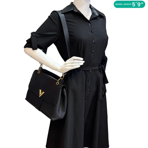 LOUIS VUITTON Very One Handle Monogram Leather Shoulder Bag Black