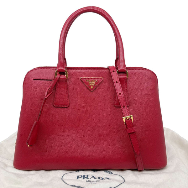 PRADA Promenade Medium Saffiano Lux Leather Shoulder Bag Red