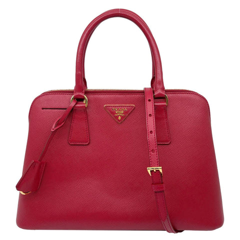 PRADA Promenade Medium Saffiano Lux Leather Shoulder Bag Red