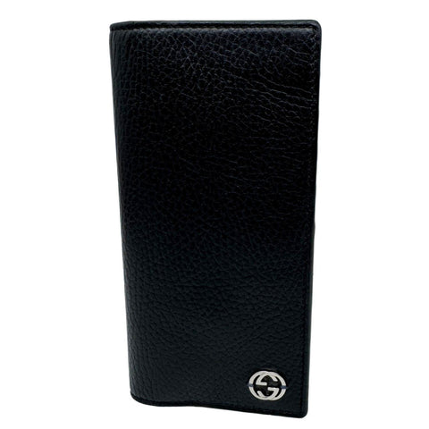 GUCCI GG Interlocking Leather Long Wallet Black 610467