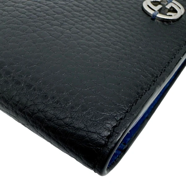 GUCCI GG Interlocking Leather Long Wallet Black 610467