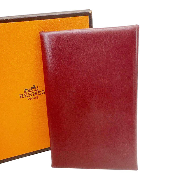 HERMES Duo Calfskin Leather Compact Card Holder Bordeaux