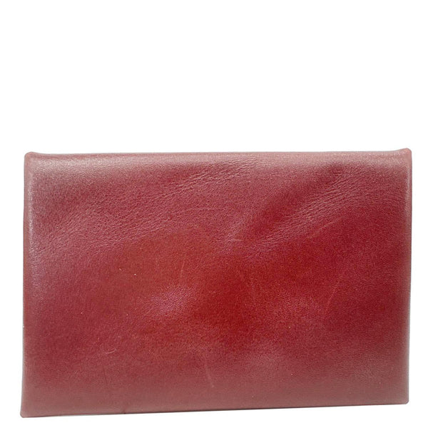 HERMES Duo Calfskin Leather Compact Card Holder Bordeaux