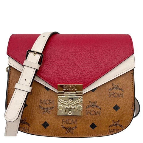 MCM Patricia Small Visetos Canvas Crossbody Bag Red