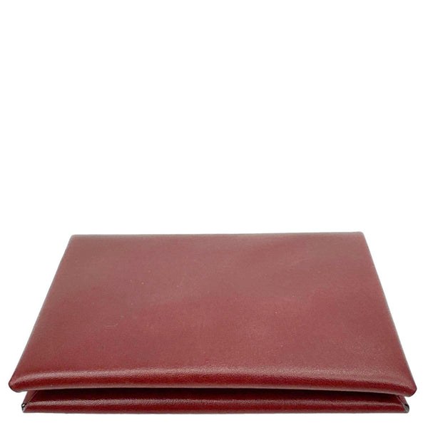 HERMES Duo Calfskin Leather Compact Card Holder Bordeaux
