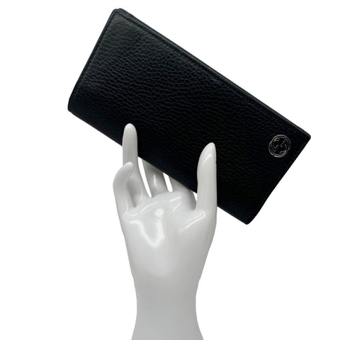 GUCCI GG Interlocking Leather Long Wallet Black 610467