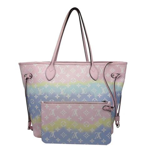 LOUIS VUITTON Neverfull Escale MM Pastel Monogram Giant Canvas Shoulder Bag Multicolor