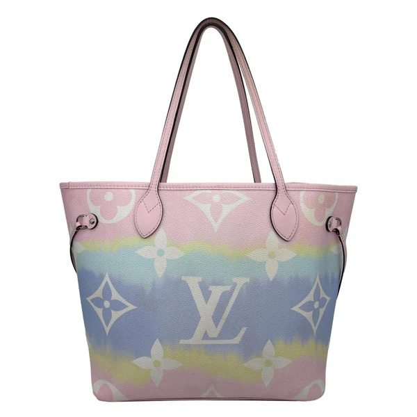 LOUIS VUITTON Neverfull Escale MM Pastel Monogram Giant Canvas Shoulder Bag Multicolor
