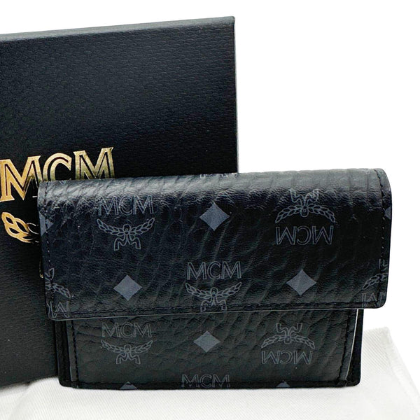 MCM Aren Visetos Coated Canvas Card Holder Black