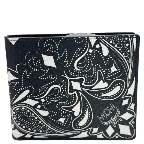 MCM Aren Bandana Leather Bifold Mens Wallet Black