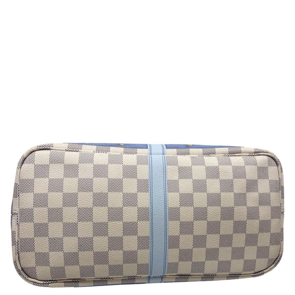 LOUIS VUITTON Neverfull MM Summer Trunks Damier Azur Tote Bag White