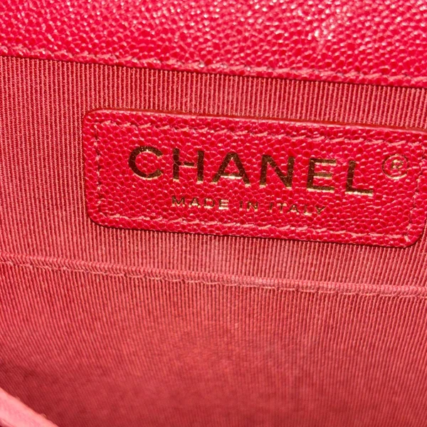 CHANEL Boy Flap North South Quilted Caviar Leather Crossbody Bag Red