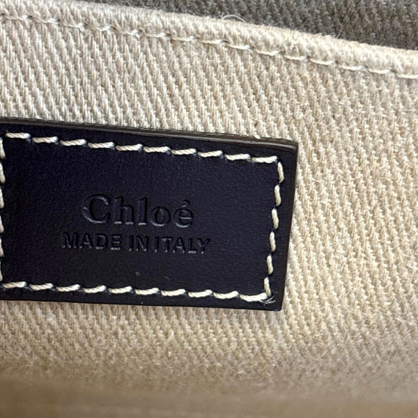 CHLOE Woody Medium Linen Canvas Tote Bag Cream