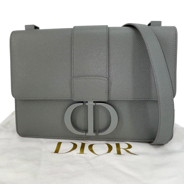 CHRISTIAN DIOR 30 Montaigne Flap Grained Calfskin Leather Crossbody Bag Grey