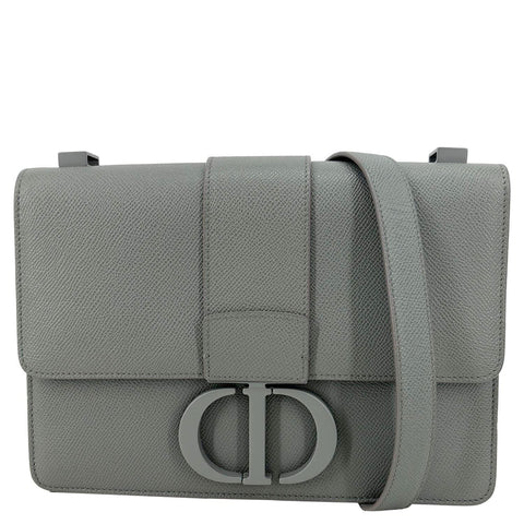 CHRISTIAN DIOR 30 Montaigne Flap Grained Calfskin Leather Crossbody Bag Grey