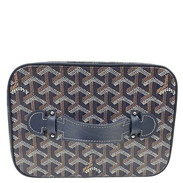 GOYARD Muse Vanity Case Monogram Chevron Canvas Shoulder Bag Navy Blue