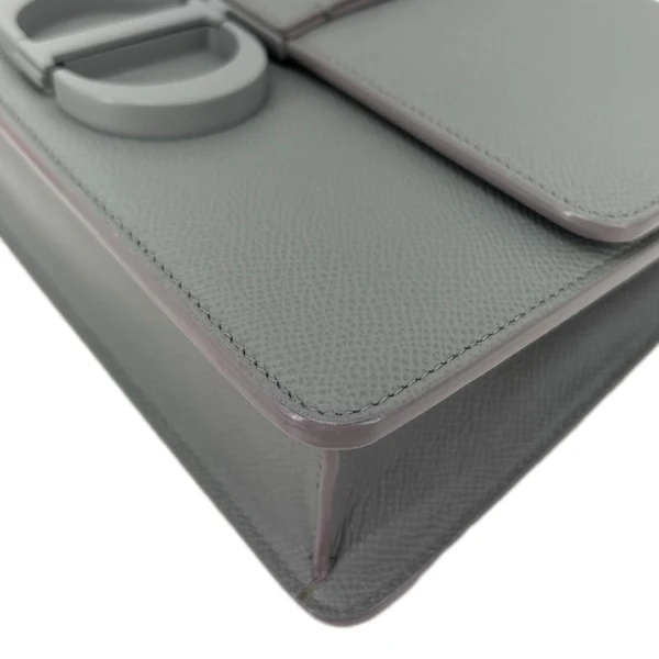 CHRISTIAN DIOR 30 Montaigne Flap Grained Calfskin Leather Crossbody Bag Grey