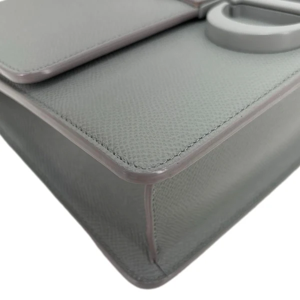 CHRISTIAN DIOR 30 Montaigne Flap Grained Calfskin Leather Crossbody Bag Grey