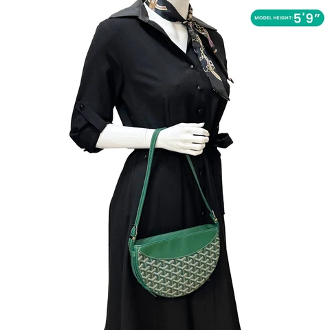 GOYARD Hirondelle Monogram Chevron Canvas Shoulder Bag Green