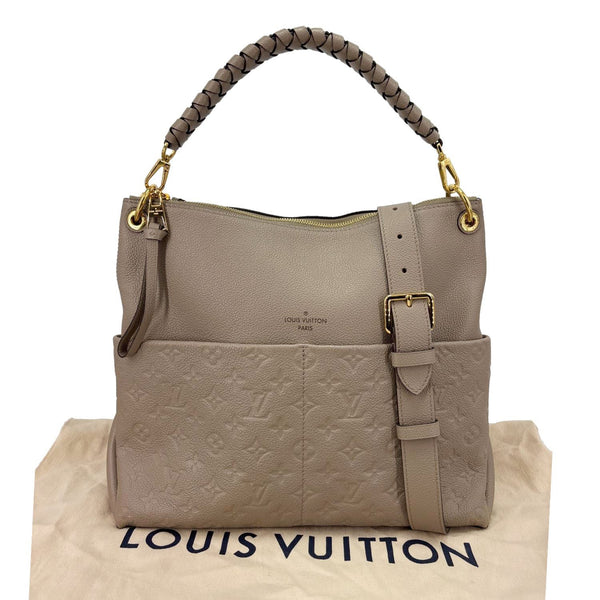LOUIS VUITTON Maida Monogram Empreinte Leather Hobo Shoulder Bag Beige
