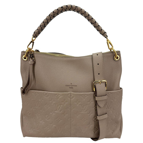 LOUIS VUITTON Maida Monogram Empreinte Leather Hobo Shoulder Bag Beige