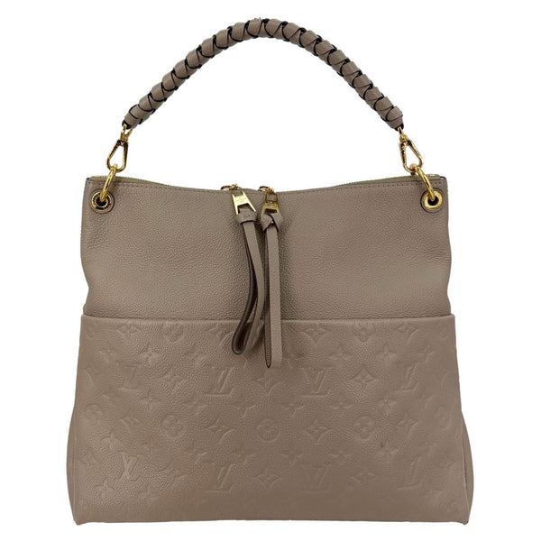 LOUIS VUITTON Maida Monogram Empreinte Leather Hobo Shoulder Bag Beige