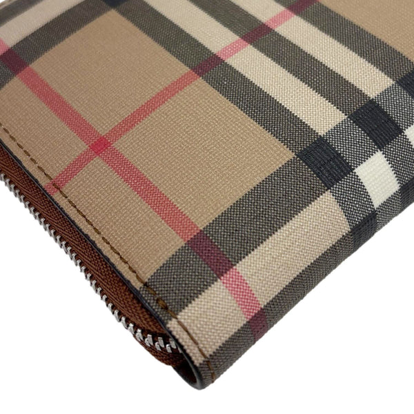 BURBERRY Vintage Check Canvas Zip Around Wallet Beige