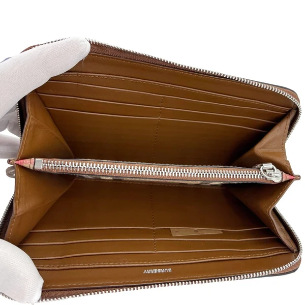 BURBERRY Vintage Check Canvas Zip Around Wallet Beige