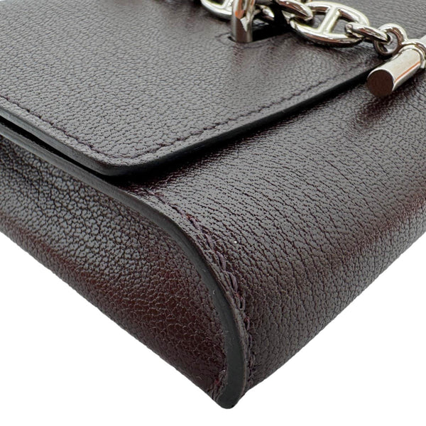 HERMES D'Ancre Chamkila Goatskin Leather Long Wallet Brown