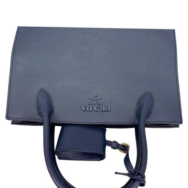 PRADA Monochrome Cuir Saffiano Tote Bag Blue