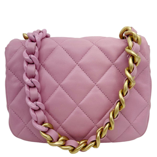 CHANEL CC Flap Candy Chain Mini Quilted Lambskin Leather Crossbody Bag Pink