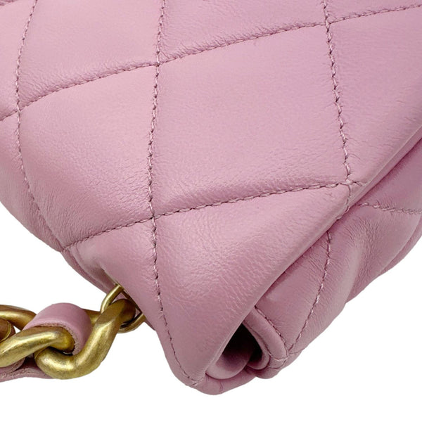 CHANEL CC Flap Candy Chain Mini Quilted Lambskin Leather Crossbody Bag Pink