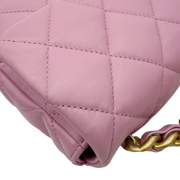 CHANEL CC Flap Candy Chain Mini Quilted Lambskin Leather Crossbody Bag Pink