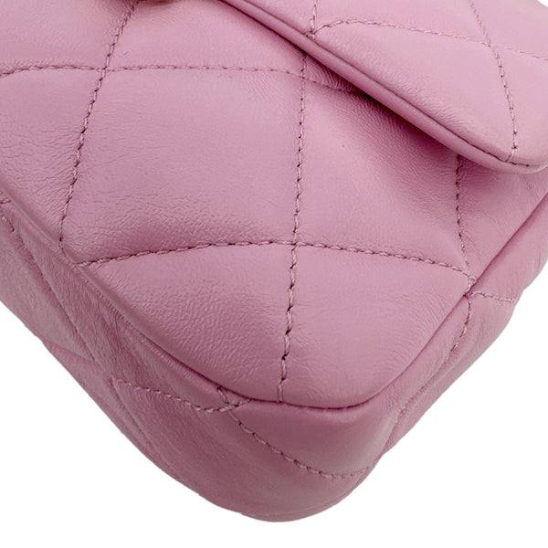 CHANEL CC Flap Candy Chain Mini Quilted Lambskin Leather Crossbody Bag Pink