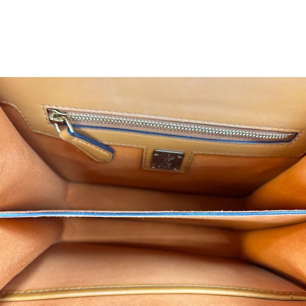 MCM Patricia Visetos Monogram Crossbody Bag Cognac