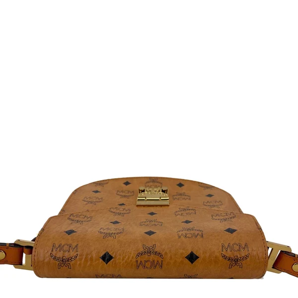 MCM Patricia Visetos Monogram Crossbody Bag Cognac