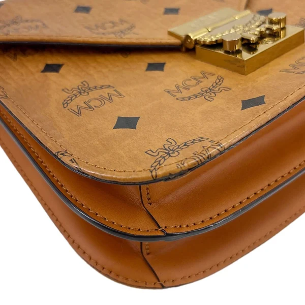 MCM Patricia Visetos Monogram Crossbody Bag Cognac