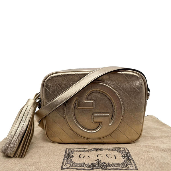 GUCCI Blondie Small Leather Camera Crossbody Bag Gold 742360