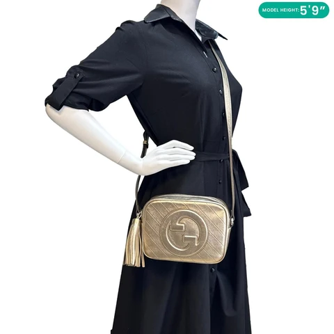 GUCCI Blondie Small Leather Camera Crossbody Bag Gold 742360