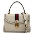 GUCCI Ophidia Web Leather Top Handle Shoulder Bag Off White 651055