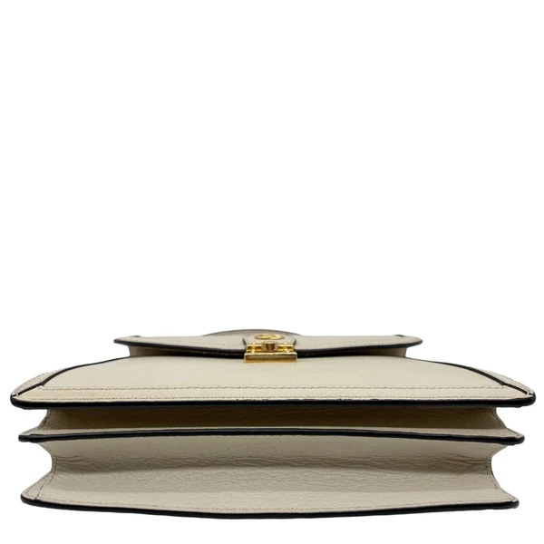 GUCCI Ophidia Web Leather Top Handle Shoulder Bag Off White 651055