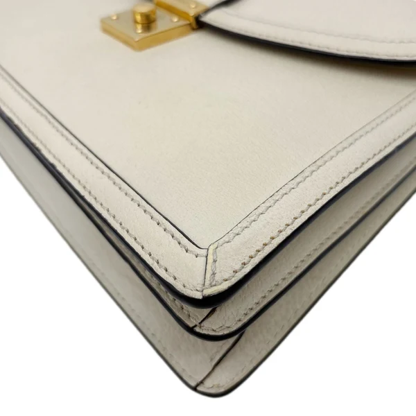 GUCCI Ophidia Web Leather Top Handle Shoulder Bag Off White 651055