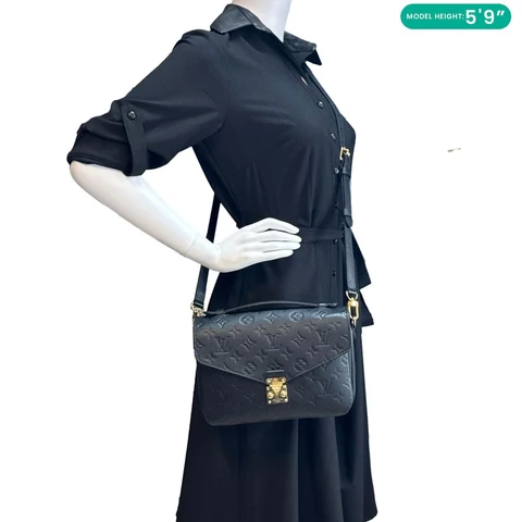 LOUIS VUITTON Metis Pochette Empreinte Leather Crossbody Bag Black