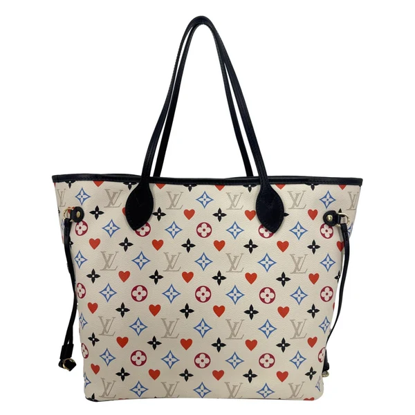 LOUIS VUITTON Neverfull MM Game On Monogram Canvas Tote Bag White