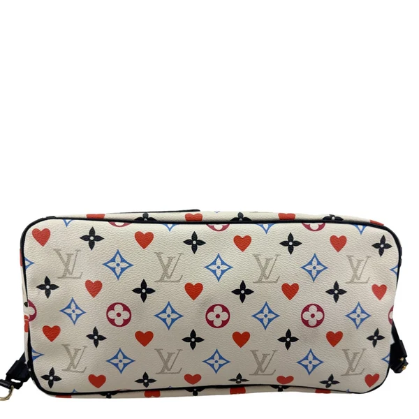 LOUIS VUITTON Neverfull MM Game On Monogram Canvas Tote Bag White