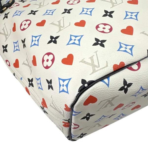 LOUIS VUITTON Neverfull MM Game On Monogram Canvas Tote Bag White
