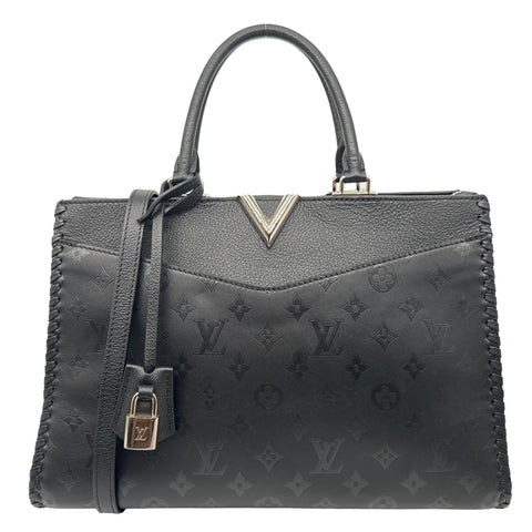 LOUIS VUITTON Very Zipped Monogram Cuir Plume Tote Bag Black