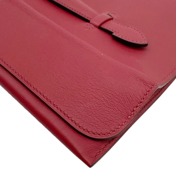 HERMES Pliplat Swift Leather Clutch Red