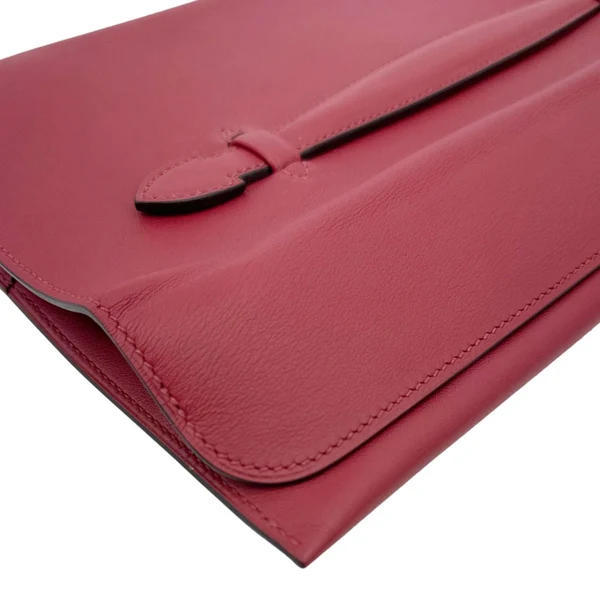 HERMES Pliplat Swift Leather Clutch Red